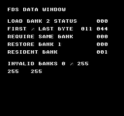 nes_fds_load_bank: BANK_LOAD-DEFAULT — 独自のLoadFiles呼び出し規約テストでは、LOAD BANK 2 STATUS・REQUIRE SAME BANK・RESTORE BANK 1が000です。FIRST / LAST BYTEの011と044は実際に転送した4バイトの両端、RESIDENT BANKの001は復元後の番号です。無効なバンク0と255はそれぞれ255を返します。同一バンクのrequireは追加のロードを起こさず、検証したファイル読み込み要求は32→0の2回です。