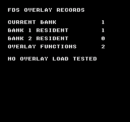 __fds_current_bank: RESIDENCY-FDS-DEFAULT — CURRENT BANKは1、BANK 1 RESIDENTは1、BANK 2 RESIDENTは0、OVERLAY FUNCTIONSは2です。バンク2に二つの関数を収録していても、起動直後にバンク2がロード済みになるわけではありません。--fds-no-overlay-tableを付けた検証では最後の値だけ0になります。