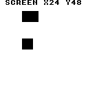 Raster_PushWindowScreen: DMG — 画面座標(24,48)を直接指定しても、青いウィンドウ矩形はRaw版と同じ画面(32,56)に表示されます。Xへの7の加算はライブラリが行います。上の赤い背景矩形は(32,16)です。