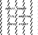 Raster_LineXSetProfile: DMG / frame 60 — ORBIT GUARDという独自のタイトルが、強い波を伴って右から入ります。48回描画した後は小さな揺れに切り替わり、96回以降は静止します。160回で演出を繰り返します。掲載画像は登場中、小さな揺れ、静止の順です。