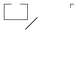 Wire3D_BeginFrame: CGB — 基本の線・点・消去・座標変換を1画面で確認するサンプルです。 左上の枠の上辺の中央が消え、斜線が中央に投影されます。出力拒否時の座標が91・92のままになることも調べます。