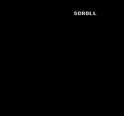 NES背景を横へスクロールする: SCROLLという文字の横位置が変わります。phaseは255から0へ戻ります。複数のネームテーブルを使う広いマップの例ではありません。
